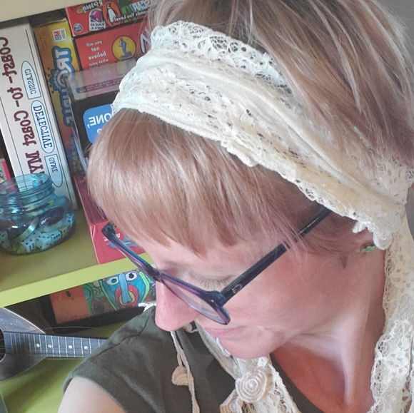 NWT Boho Lace Y2K summer scarf antique white - Picture 6 of 7